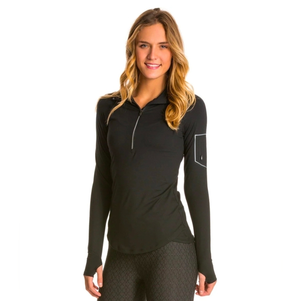 UNDER ARMOUR Fly Fast 1/2 Zip Black 360 degree Reflectors Size Medium Thumbholes